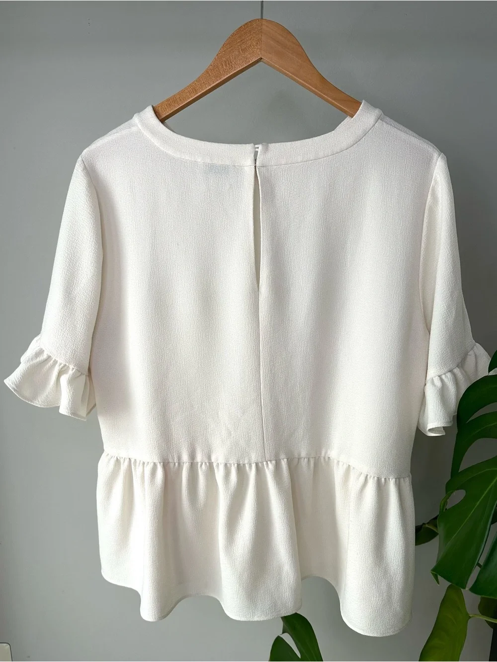 Kate Spade Cream Ruffle-Sleeve Peplum Blouse